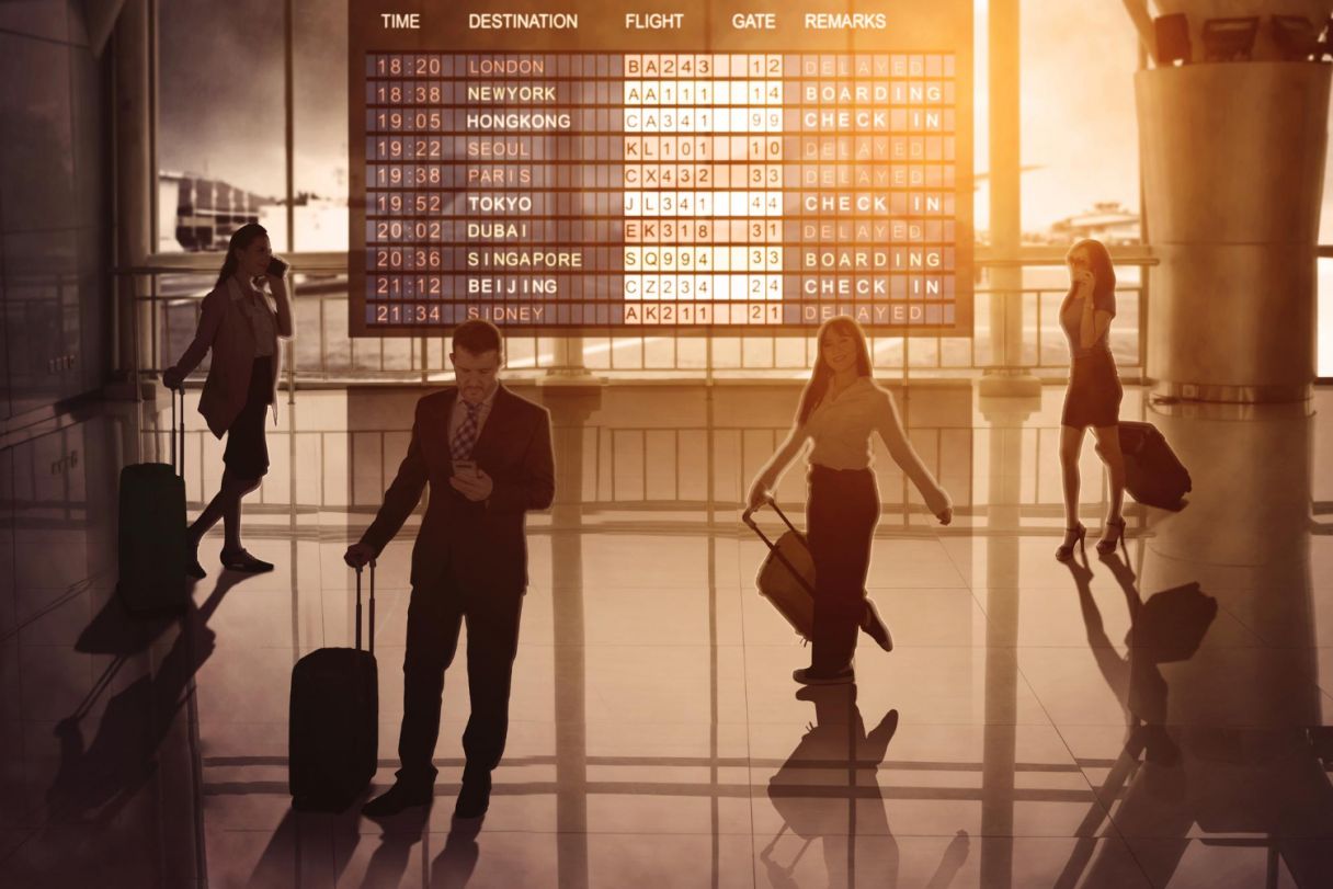 airport scene departure board